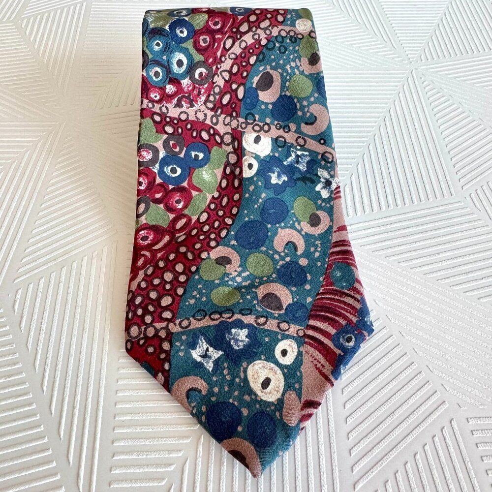 Rhyncliffe 100% Silk Abstract Geometric Print Mens Tall Tie Made in USA Vintage